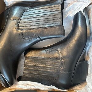 Marc Fisher Black Ankle Boots with Ribbed Elastic Panels